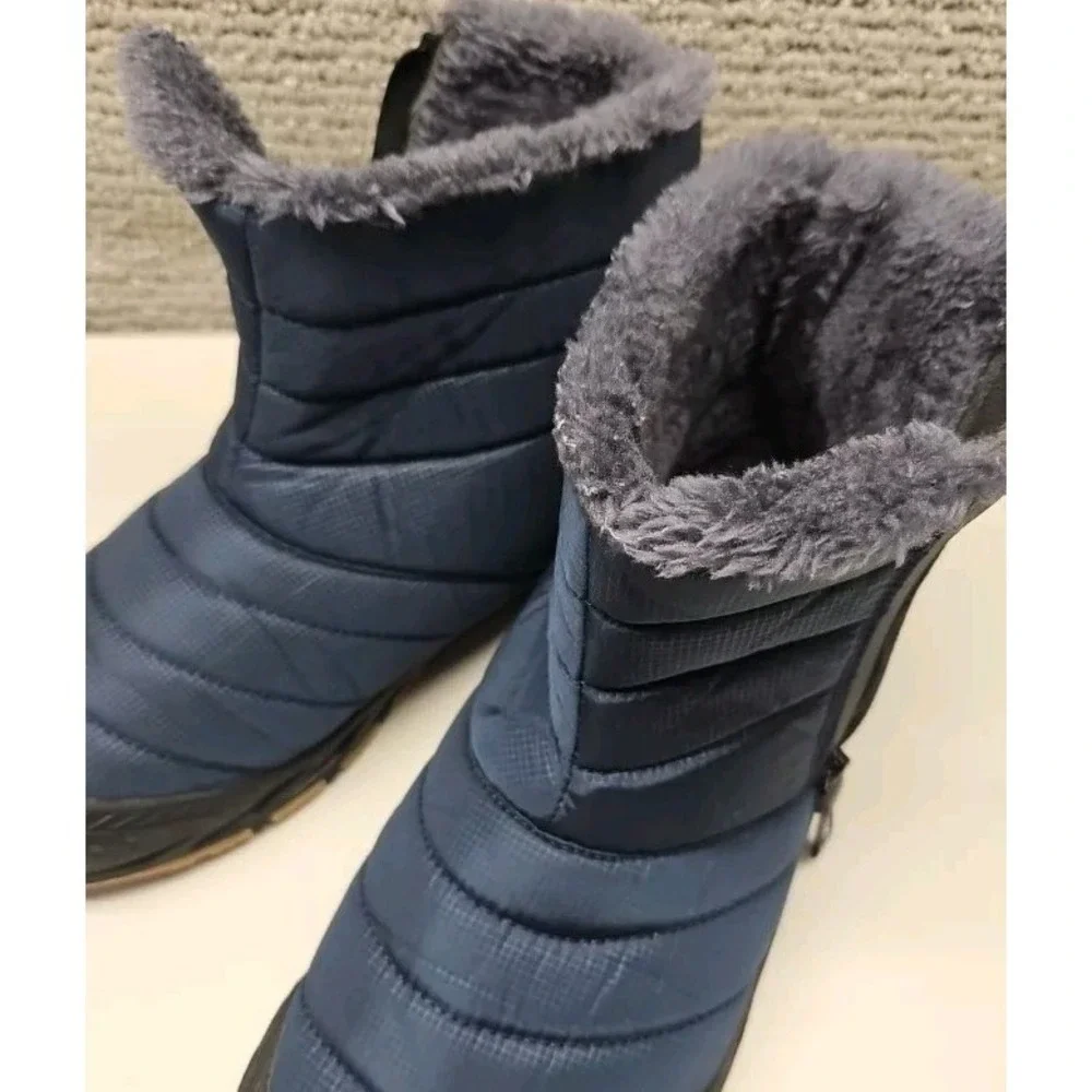Air Plus Boots Womens 43/11‎ Warm Plush Lining Flat Ankle Snow Blue Boots Winter